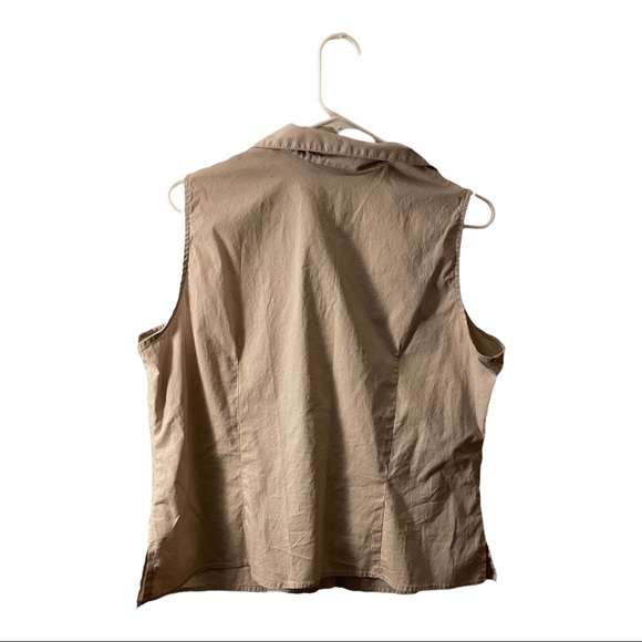 Gemilli Women's Button Front Tan Sleeveless Collared Stretch Blouse XXL - Picture 2 of 2